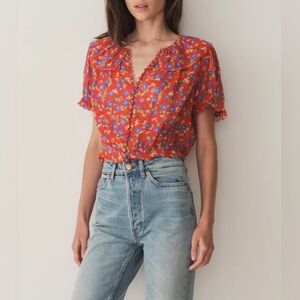 DÔEN ANAISE TOP IN RED DAYFLOWER MEADOW, brand new without tags, never worn.